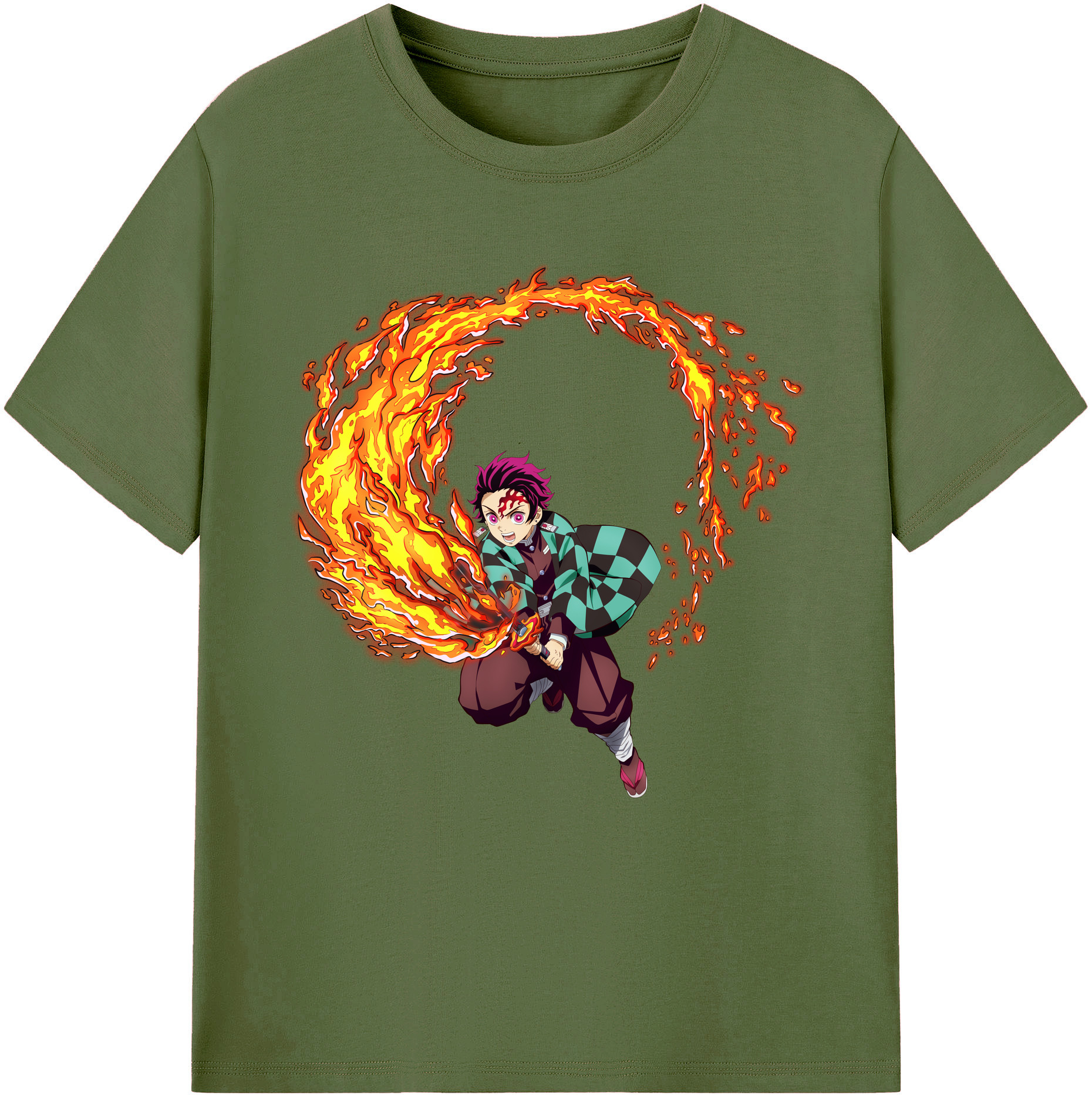 （画像用） 鬼滅の刃 竈門 炭治郎／かまど たんじろう Kamado Tanjirou 綿100％半袖Tシャツ（フロントプリント）